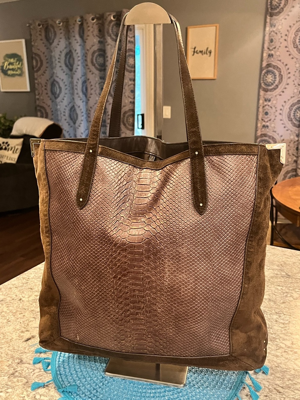 Coach Jose Tote Suede & Reptile Embossed Leather F32786 - Picture 3 of 16